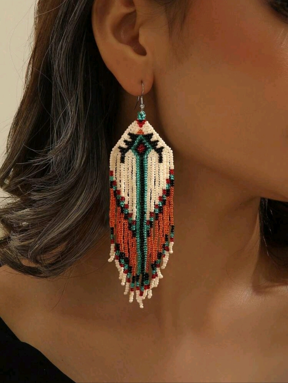 Native Style Handmade Beaded Dangle Drop Chandelier Earrings NEW